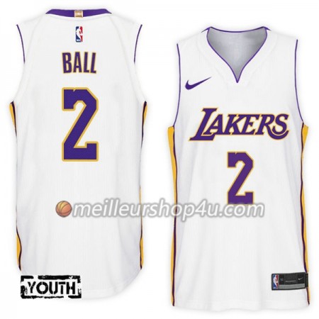 Maillot Basket Enfant Los Angeles Lakers Lonzo Ball 2 Nike 2017-18 Blanc Swingman